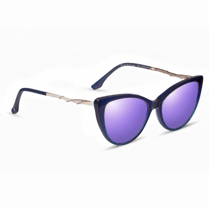 Lentes de sol Fiore 1010 Azul cristal Espejado Morado polarizado vista tres cuartos mujer #color_espejado-morado
