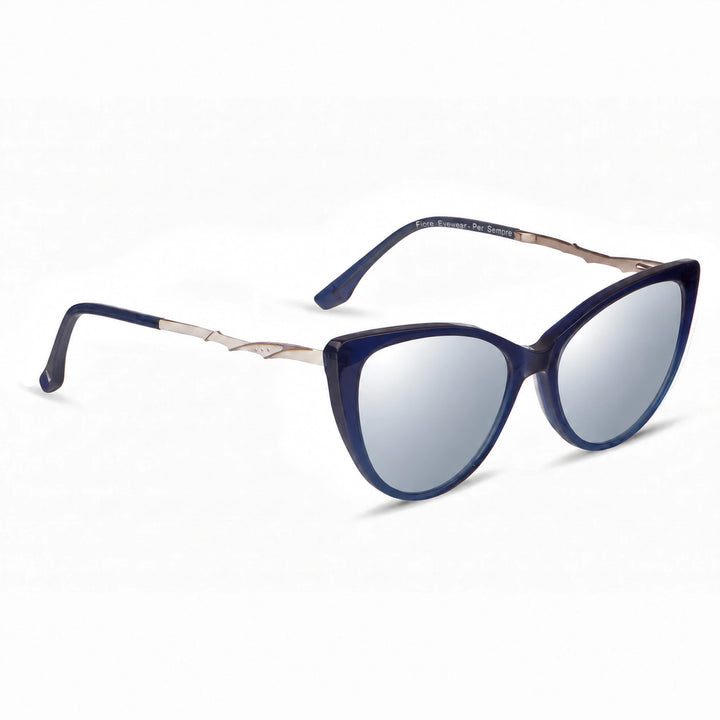 Lentes de sol Fiore 1010 Azul cristal Espejado Silver polarizado vista tres cuartos mujer #color_espejado-silver