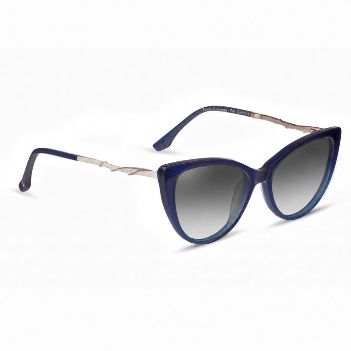 Lentes de sol Fiore 1010 Azul cristal Gradiente Gris polarizado vista tres cuartos mujer #color_gradiente-gris