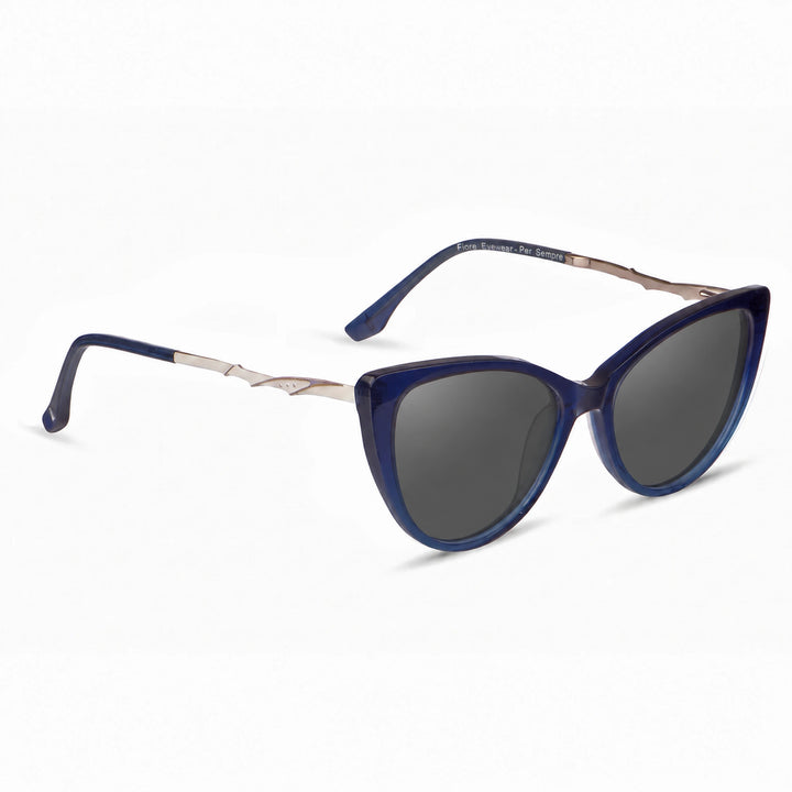 Lentes de sol Fiore 1010 Azul cristal Negro polarizado vista tres cuartos mujer #color_negro