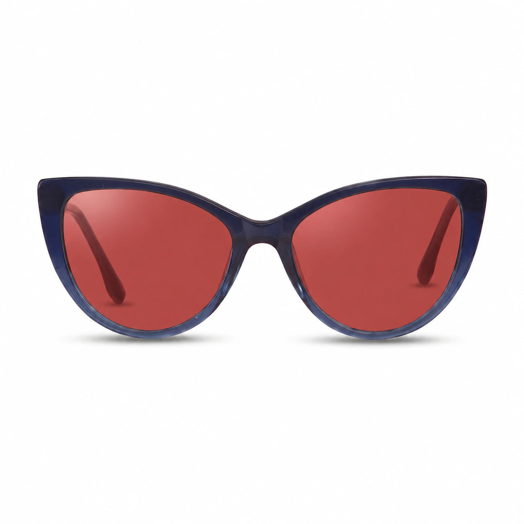 Lentes de sol Fiore 1010 Azul cristal Rojo polarizado vista frontal mujer #color_rojo #foto_frontal