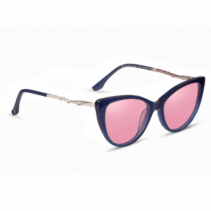 Lentes de sol Fiore 1010 Azul cristal Rosado polarizado vista tres cuartos mujer #color_rosado
