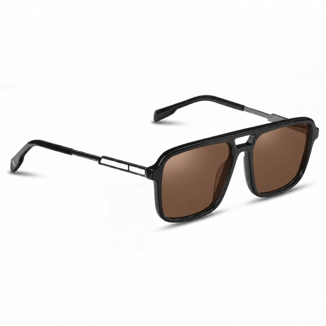 Lentes de sol Fiore 1014 Negro cristal Cafe polarizado vista tres cuartos unisex #color_cafe