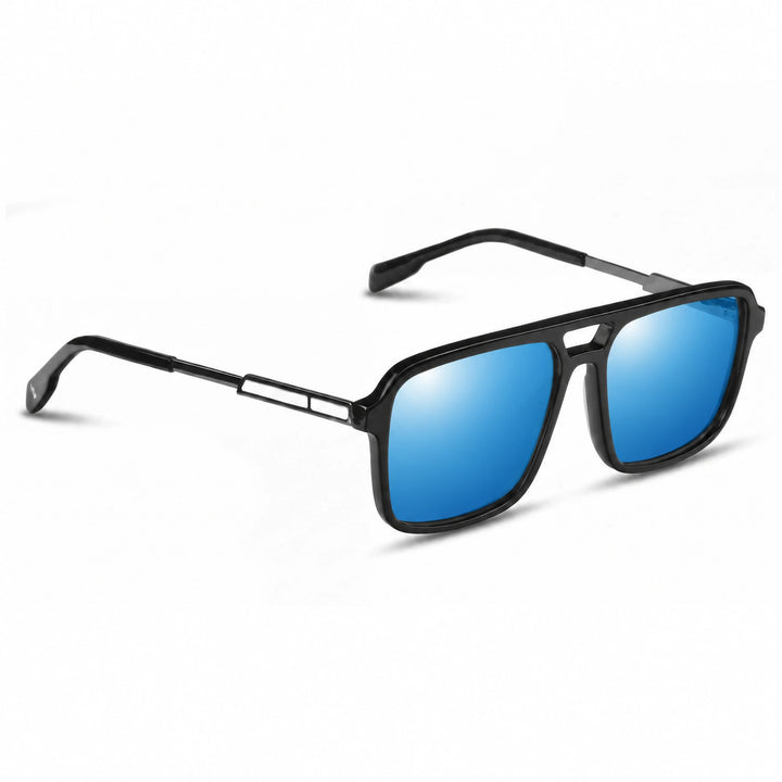 Lentes de sol Fiore 1014 Negro cristal Espejado Azul polarizado vista tres cuartos unisex #color_espejado-azul