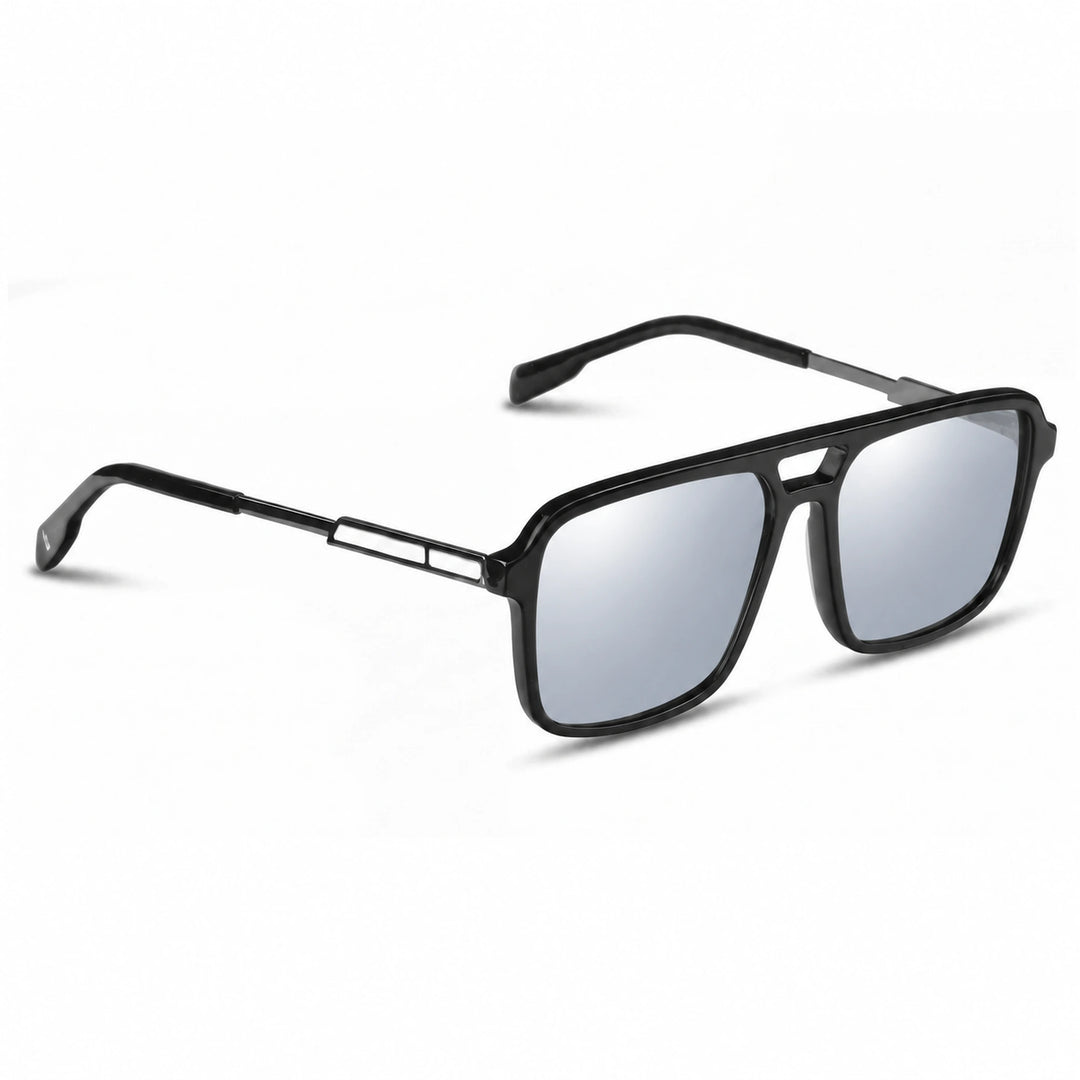 Lentes de sol Fiore 1014 Negro cristal Espejado Silver polarizado vista tres cuartos unisex #color_espejado-silver