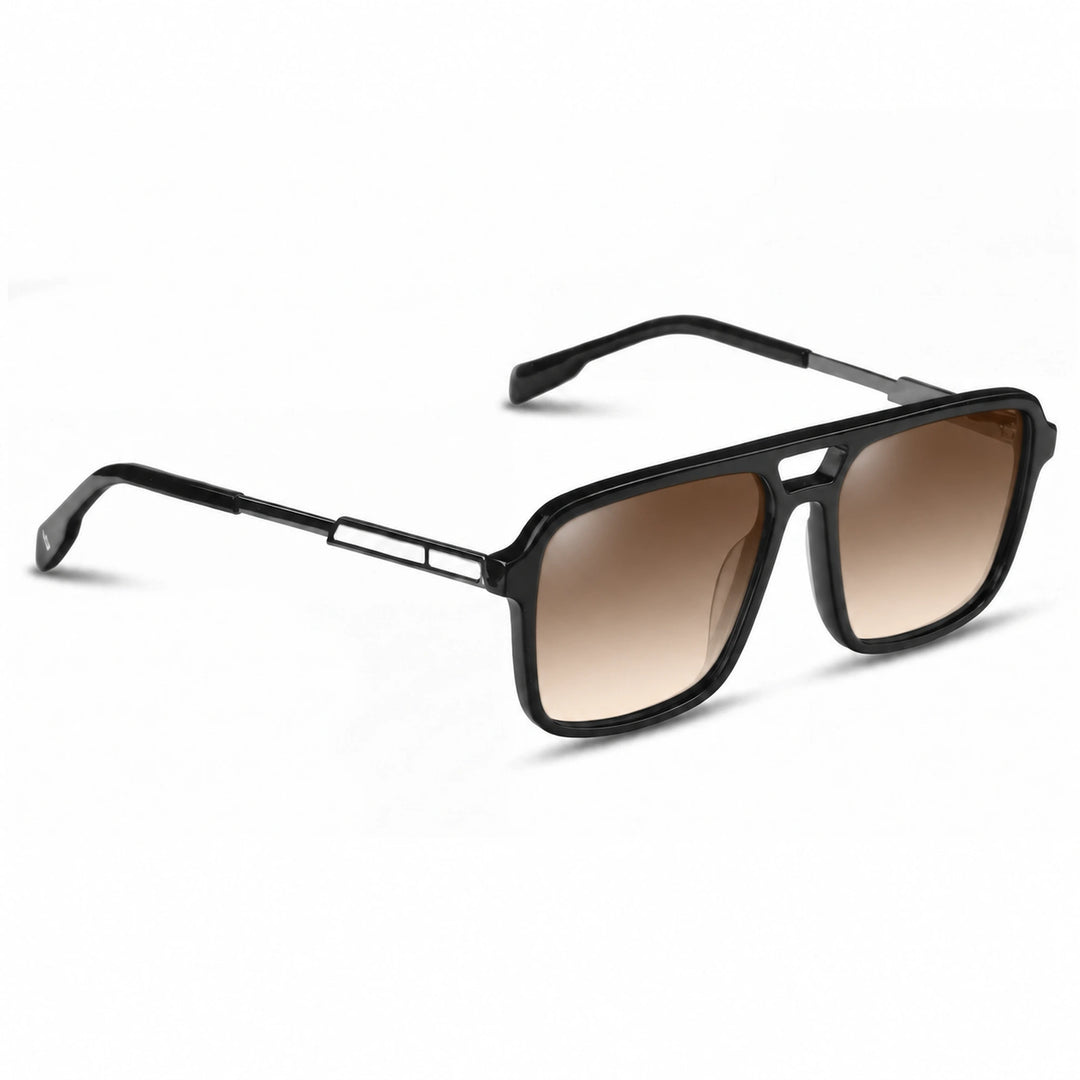 Lentes de sol Fiore 1014 Negro cristal Gradiente Cafe polarizado vista tres cuartos unisex #color_gradiente-cafe
