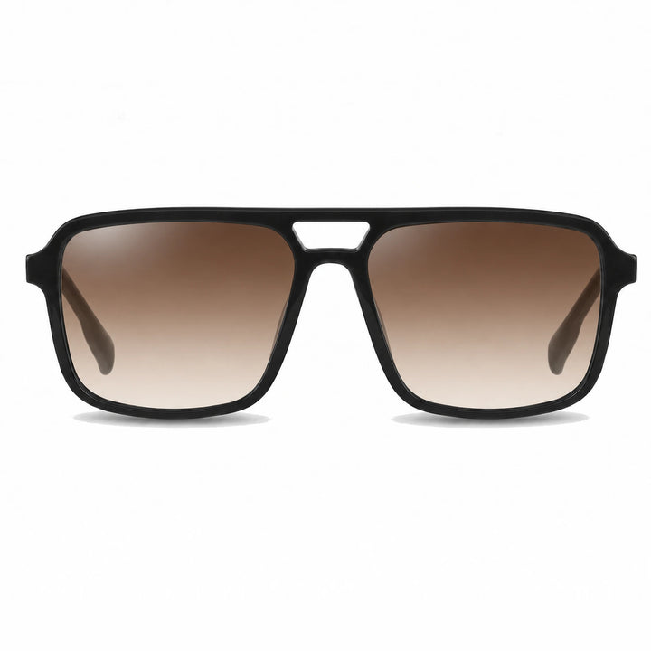Lentes de sol Fiore 1014 Negro cristal Gradiente Cafe polarizado vista frontal unisex #color_gradiente-cafe #foto_frontal