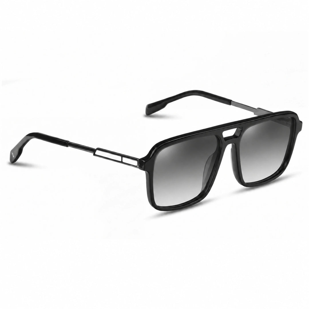 Lentes de sol Fiore 1014 Negro cristal Gradiente Gris polarizado vista tres cuartos unisex #color_gradiente-gris