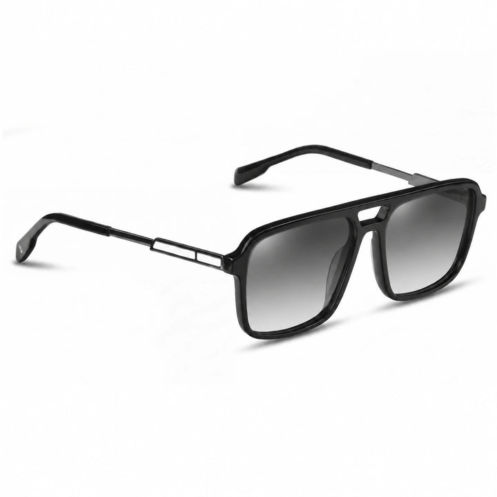 Lentes de sol Fiore 1014 Negro cristal Gradiente Gris polarizado vista tres cuartos unisex #color_gradiente-gris
