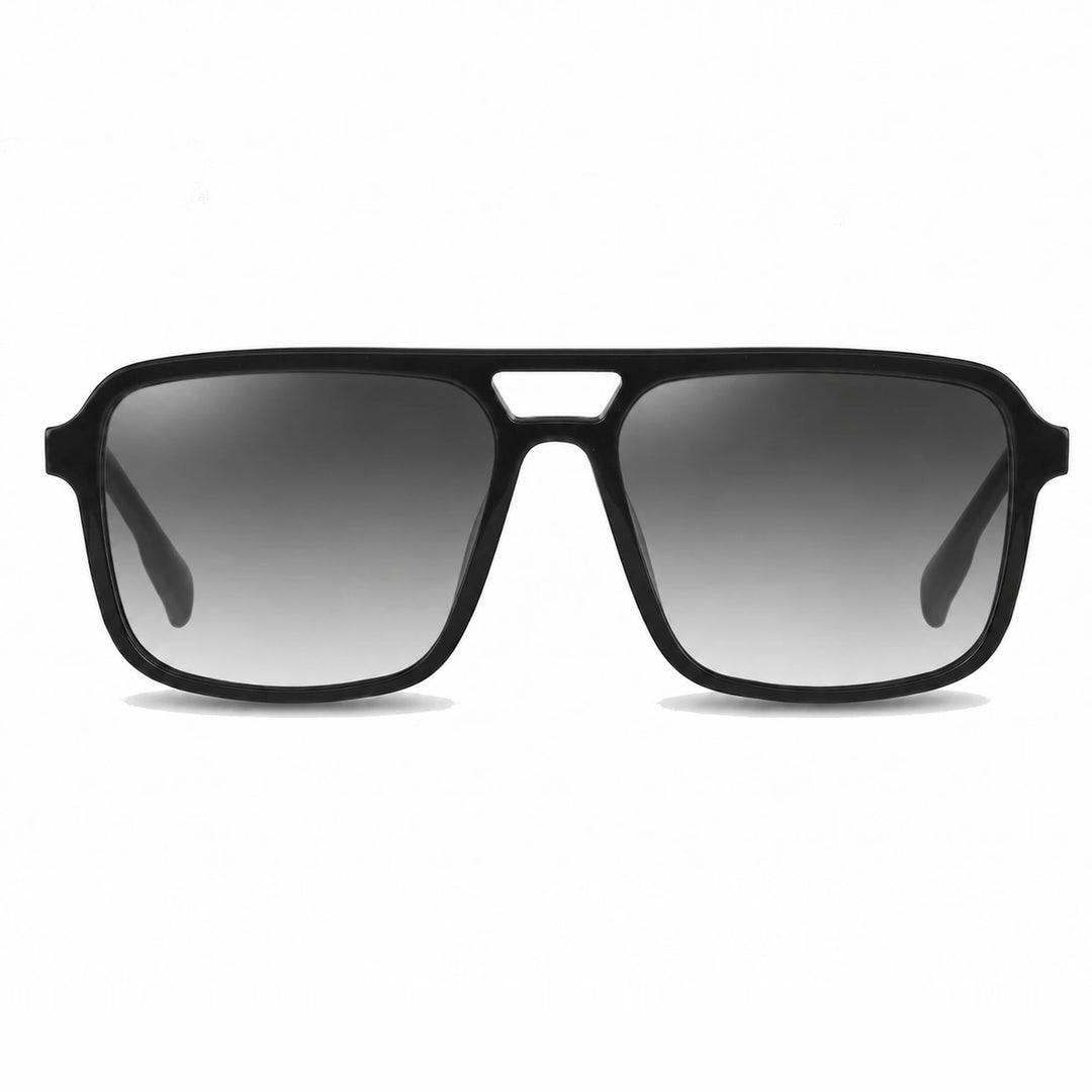 Lentes de sol Fiore 1014 Negro cristal Gradiente Gris polarizado vista frontal unisex #color_gradiente-gris #foto_frontal