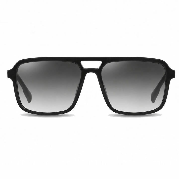 Lentes de sol Fiore 1014 Negro cristal Gradiente Gris polarizado vista frontal unisex #color_gradiente-gris #foto_frontal