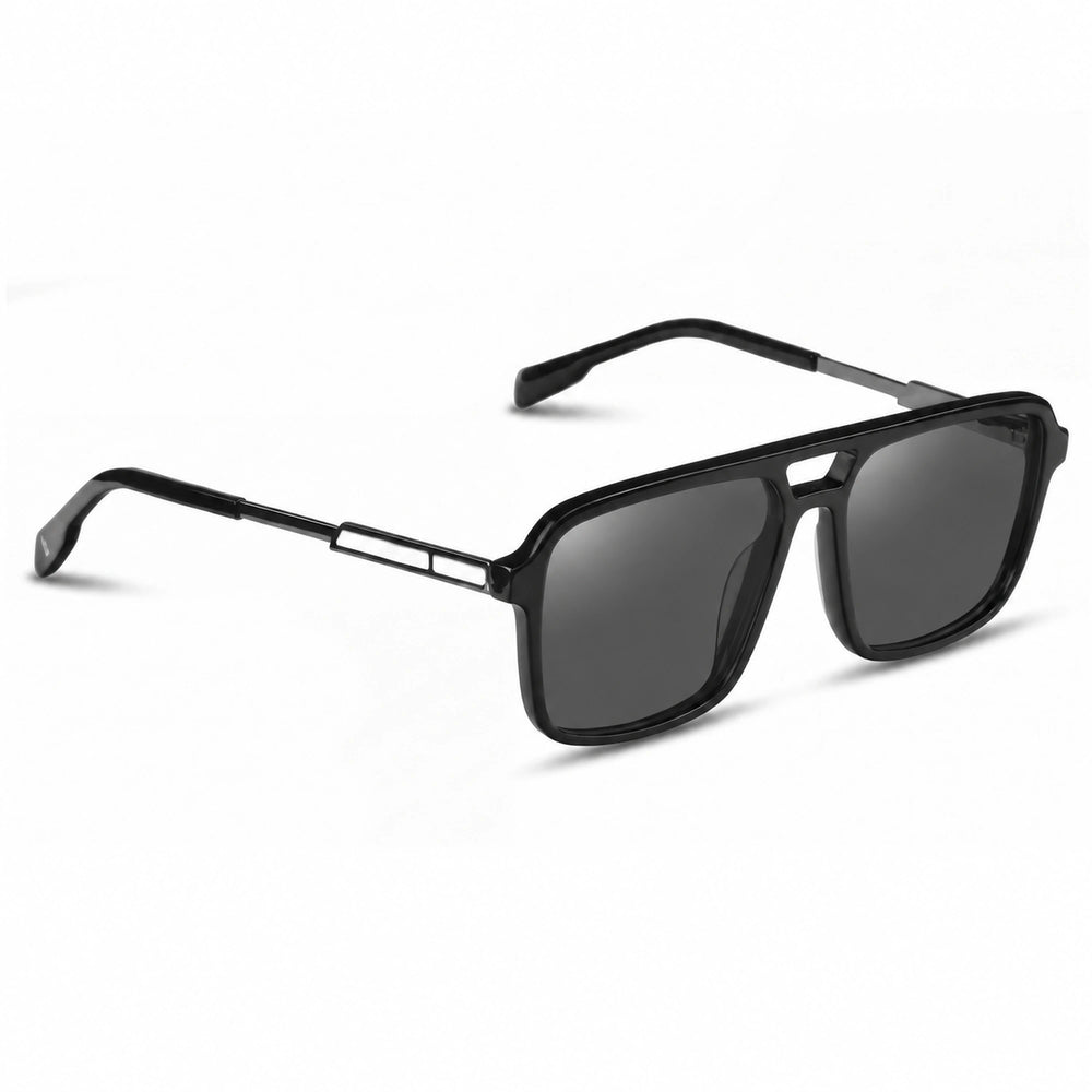 Lentes de sol Fiore 1014 Negro cristal Negro polarizado vista tres cuartos unisex #color_negro