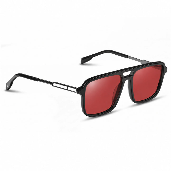 Lentes de sol Fiore 1014 Negro cristal Rojo polarizado vista tres cuartos unisex #color_rojo