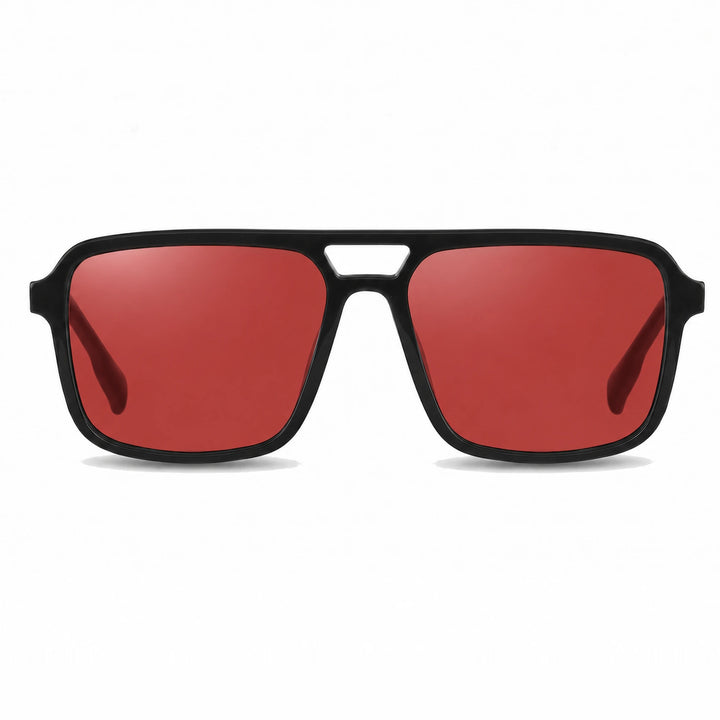 Lentes de sol Fiore 1014 Negro cristal Rojo polarizado vista frontal unisex #color_rojo #foto_frontal