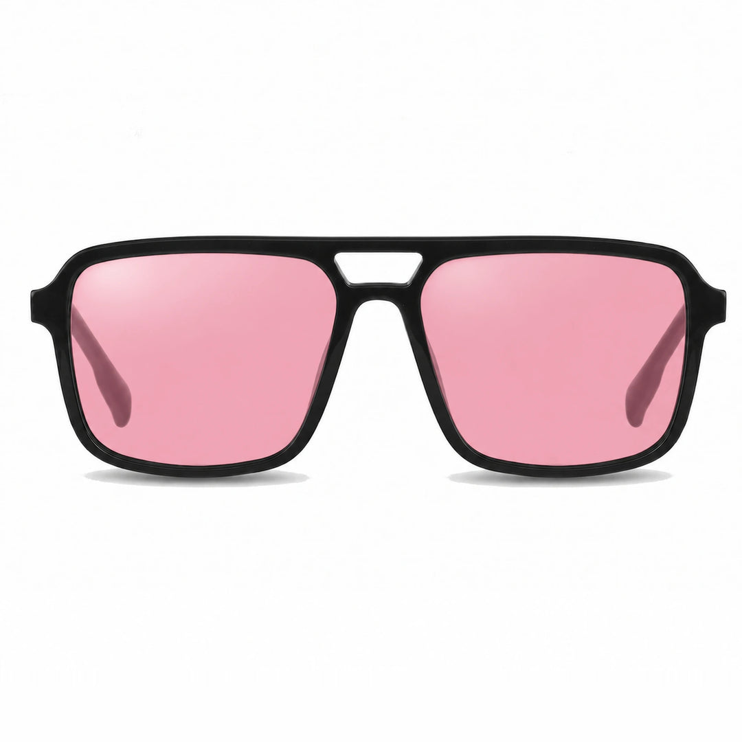 Lentes de sol Fiore 1014 Negro cristal Rosado polarizado vista frontal unisex #color_rosado #foto_frontal