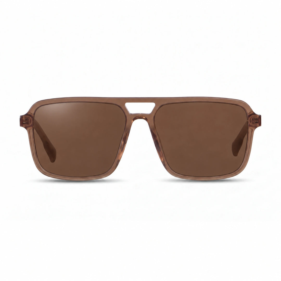Lentes de sol Fiore 1014 Brown cristal Cafe polarizado vista frontal unisex #color_cafe #foto_frontal