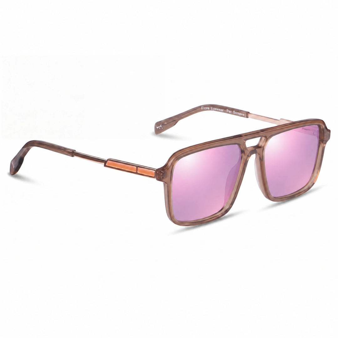 Lentes de sol Fiore 1014 Brown cristal Espejado Rosado polarizado vista tres cuartos unisex #color_espejado-rosado