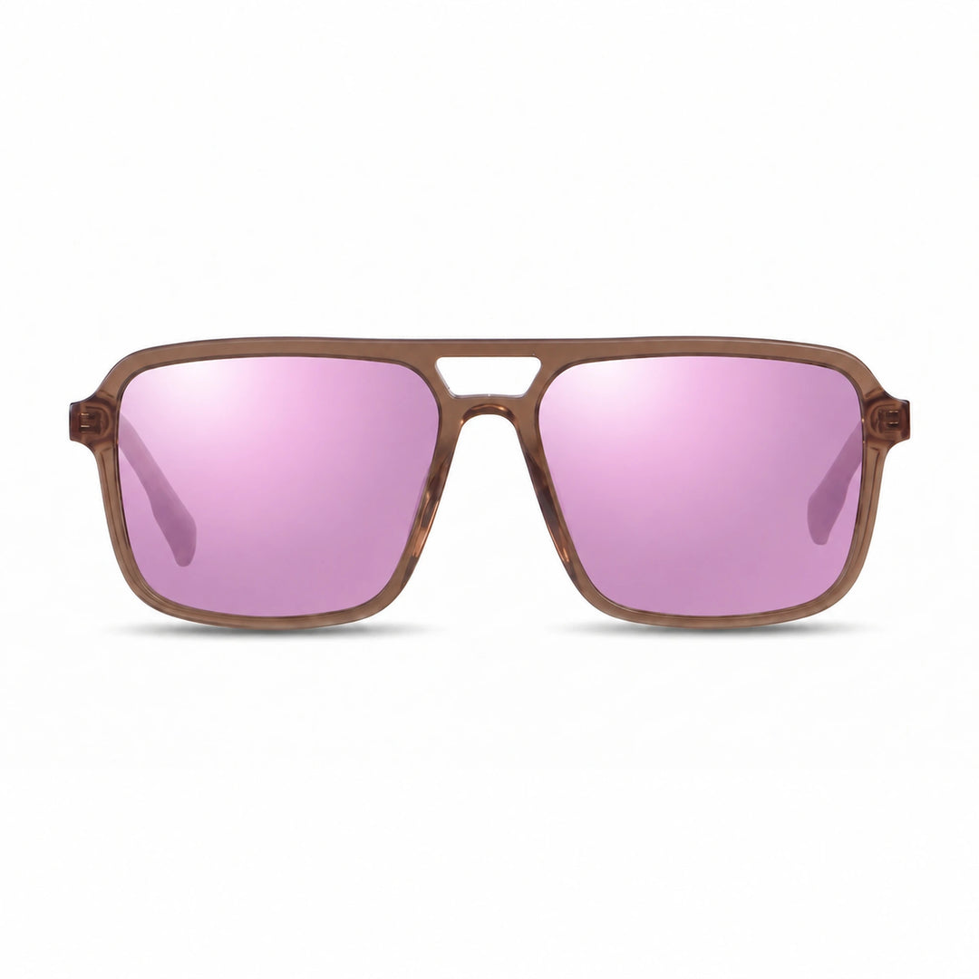 Lentes de sol Fiore 1014 Brown cristal Espejado Rosado polarizado vista frontal unisex #color_espejado-rosado #foto_frontal