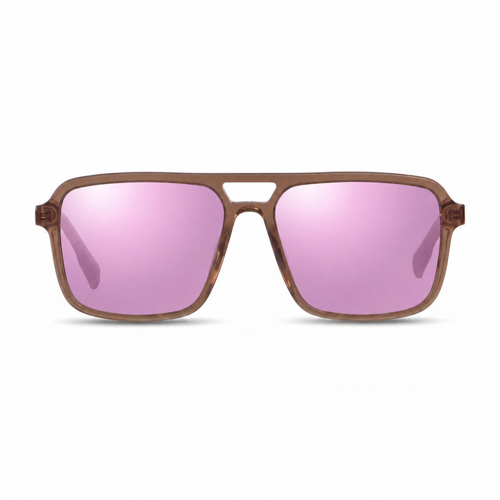 Lentes de sol Fiore 1014 Brown cristal Espejado Rosado polarizado vista frontal unisex #color_espejado-rosado #foto_frontal