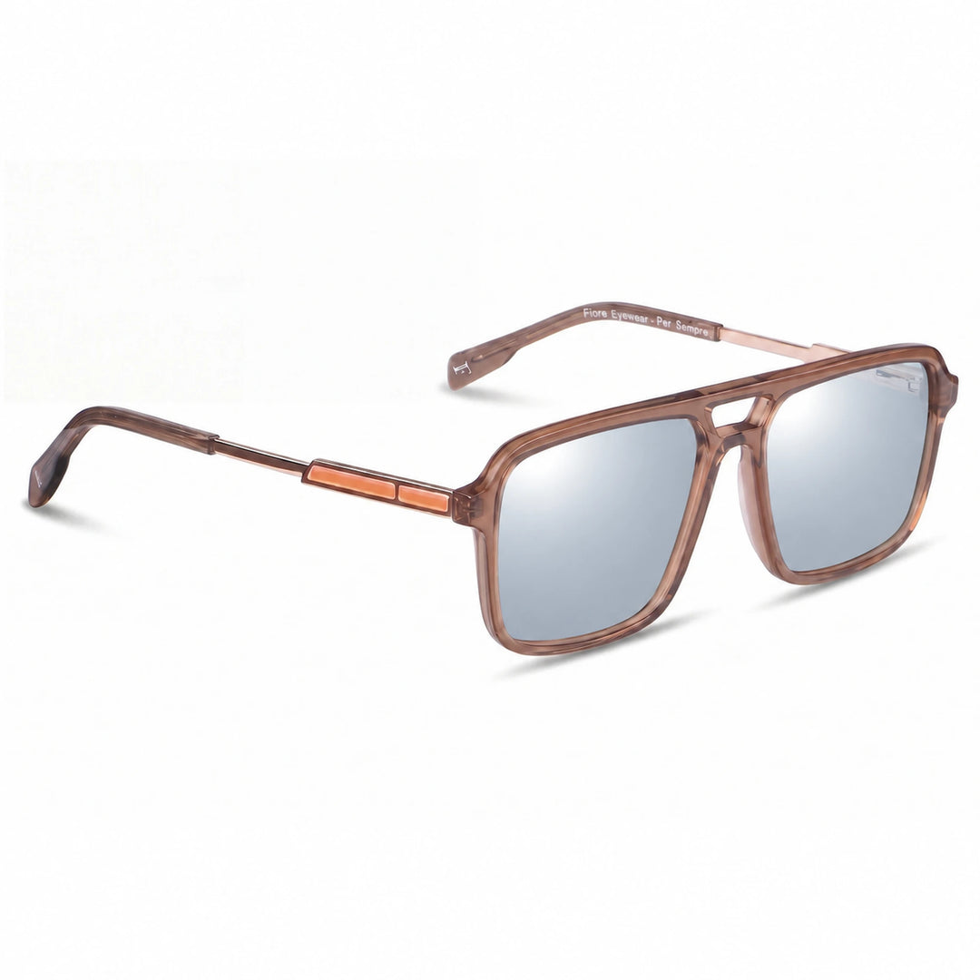 Lentes de sol Fiore 1014 Brown cristal Espejado Silver polarizado vista tres cuartos unisex #color_espejado-silver