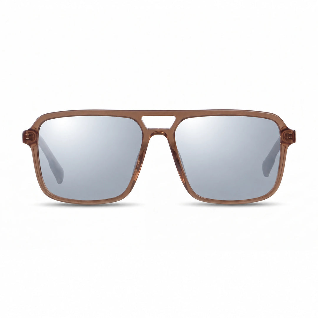 Lentes de sol Fiore 1014 Brown cristal Espejado Silver polarizado vista frontal unisex #color_espejado-silver #foto_frontal