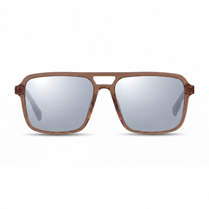 Lentes de sol Fiore 1014 Brown cristal Espejado Silver polarizado vista frontal unisex #color_espejado-silver #foto_frontal