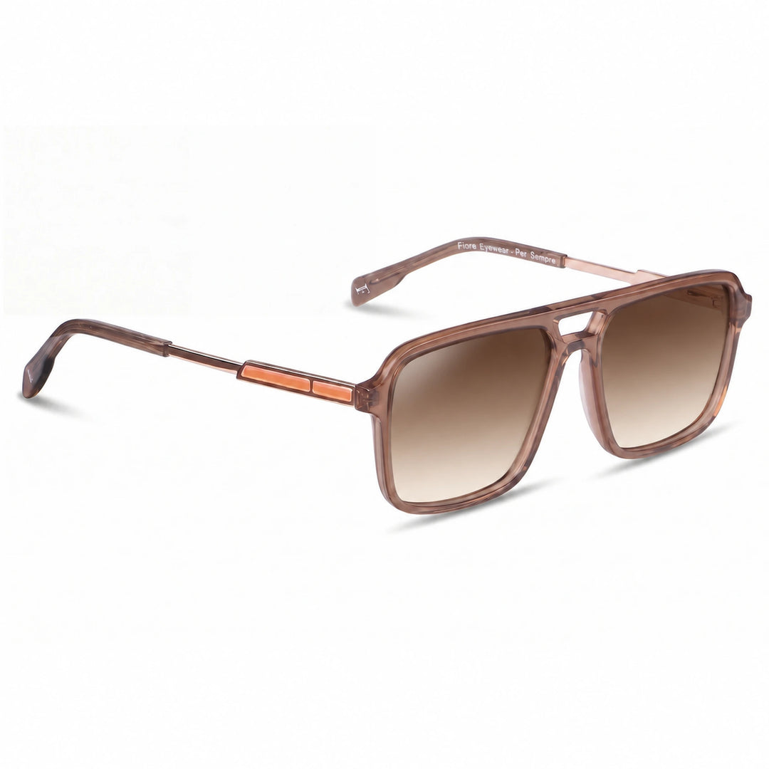 Lentes de sol Fiore 1014 Brown cristal Gradiente Cafe polarizado vista tres cuartos unisex #color_gradiente-cafe