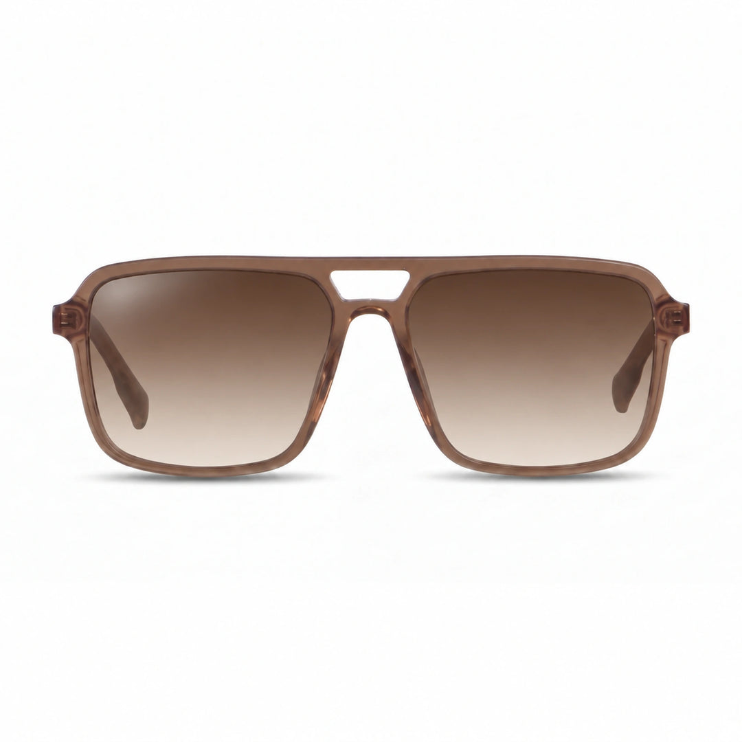 Lentes de sol Fiore 1014 Brown cristal Gradiente Cafe polarizado vista frontal unisex #color_gradiente-cafe #foto_frontal