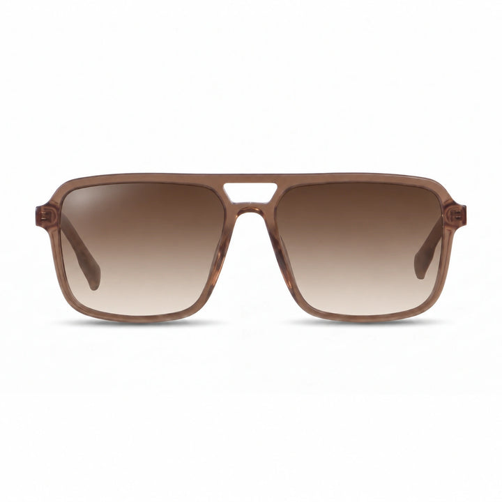 Lentes de sol Fiore 1014 Brown cristal Gradiente Cafe polarizado vista frontal unisex #color_gradiente-cafe #foto_frontal