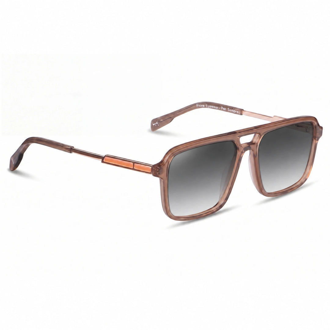 Lentes de sol Fiore 1014 Brown cristal Gradiente Gris polarizado vista tres cuartos unisex #color_gradiente-gris