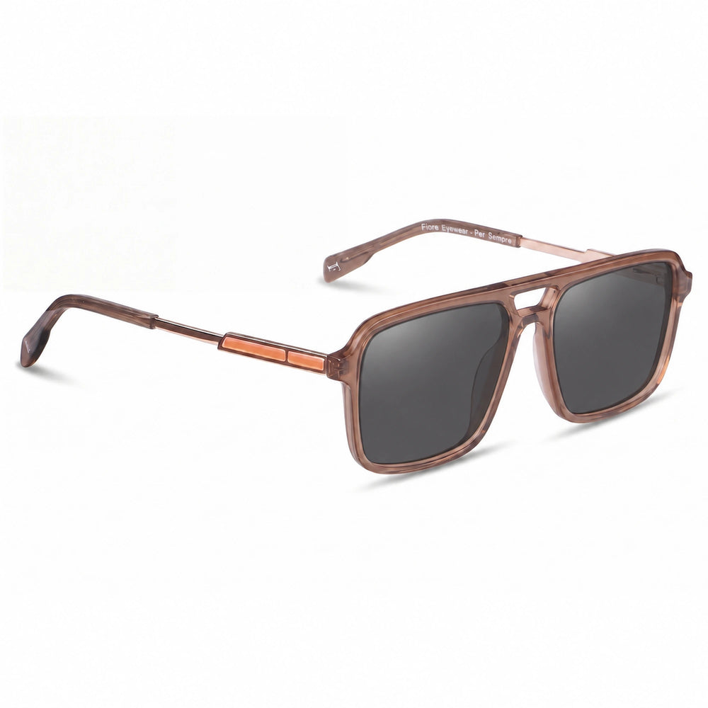Lentes de sol Fiore 1014 Brown cristal Negro polarizado vista tres cuartos unisex #color_negro
