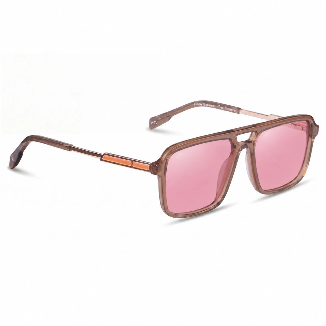 Lentes de sol Fiore 1014 Brown cristal Rosado polarizado vista tres cuartos unisex #color_rosado