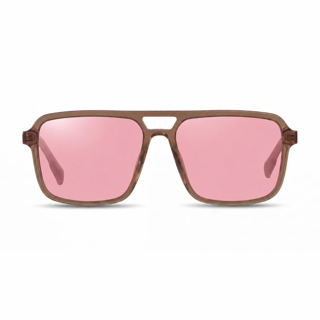 Lentes de sol Fiore 1014 Brown cristal Rosado polarizado vista frontal unisex #color_rosado #foto_frontal