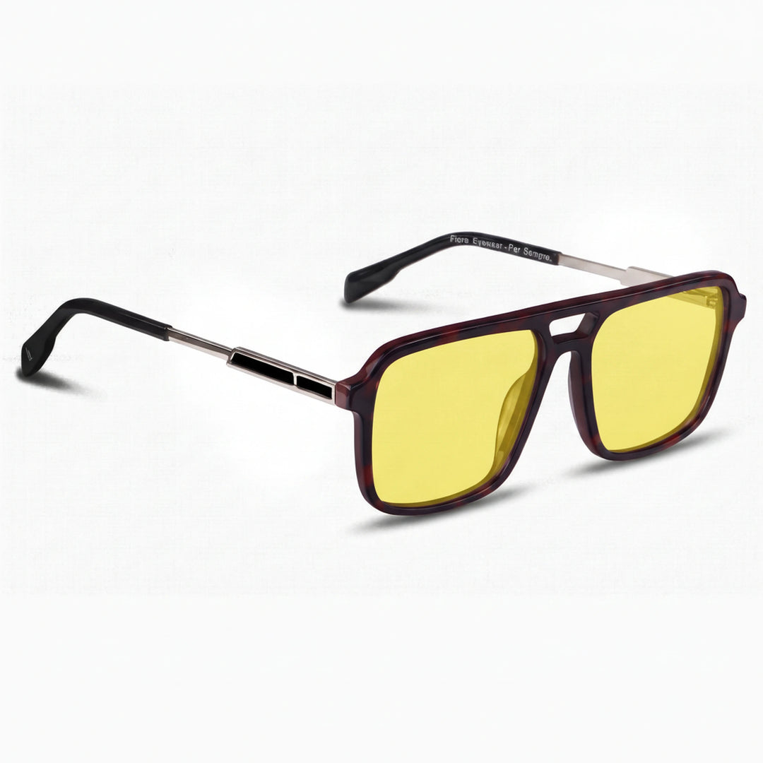 Lentes de sol Fiore 1014 Rojo cristal Amarillo polarizado vista tres cuartos unisex #color_amarillo