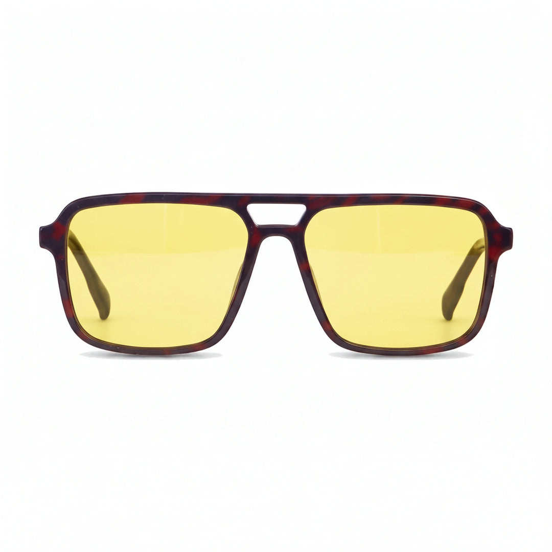 Lentes de sol Fiore 1014 Rojo cristal Amarillo polarizado vista frontal unisex #color_amarillo #foto_frontal