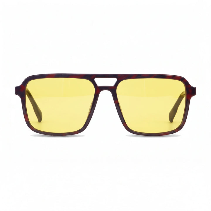 Lentes de sol Fiore 1014 Rojo cristal Amarillo polarizado vista frontal unisex #color_amarillo #foto_frontal
