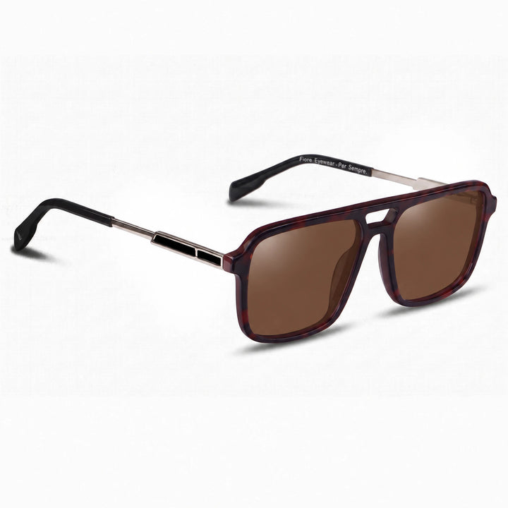 Lentes de sol Fiore 1014 Rojo cristal Cafe polarizado vista tres cuartos unisex #color_cafe