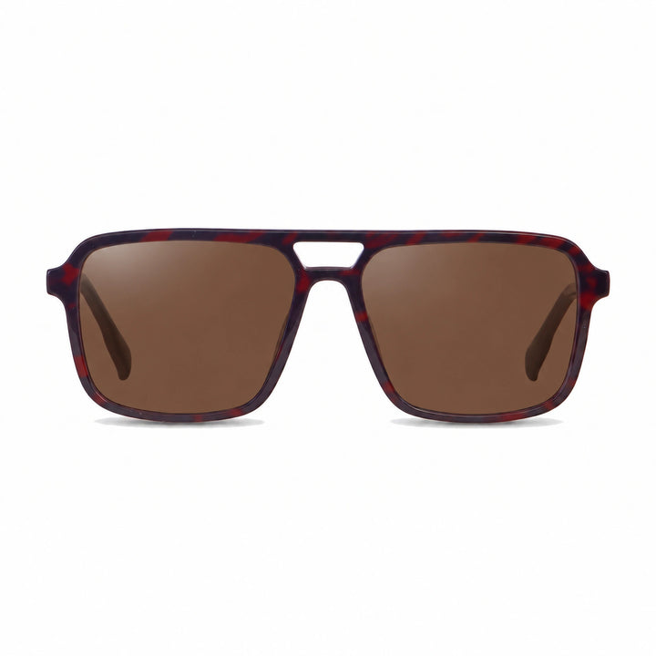 Lentes de sol Fiore 1014 Rojo cristal Cafe polarizado vista frontal unisex #color_cafe #foto_frontal