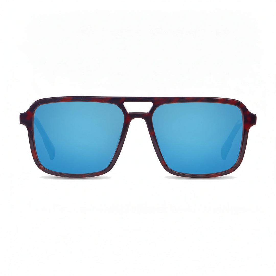 Lentes de sol Fiore 1014 Rojo cristal Espejado Azul polarizado vista frontal unisex #color_espejado-azul #foto_frontal