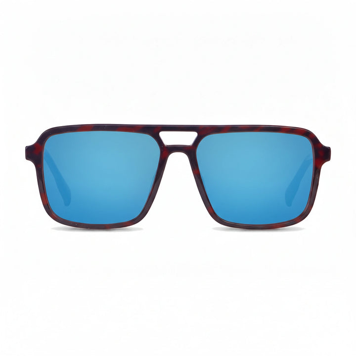 Lentes de sol Fiore 1014 Rojo cristal Espejado Azul polarizado vista frontal unisex #color_espejado-azul #foto_frontal