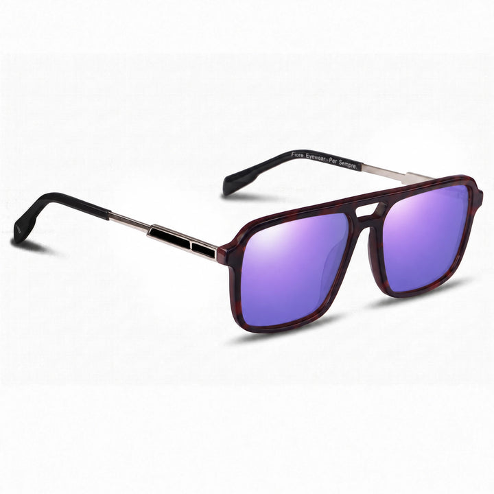 Lentes de sol Fiore 1014 Rojo cristal Espejado Morado polarizado vista tres cuartos unisex #color_espejado-morado