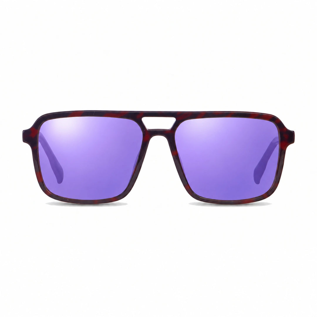 Lentes de sol Fiore 1014 Rojo cristal Espejado Morado polarizado vista frontal unisex #color_espejado-morado #foto_frontal