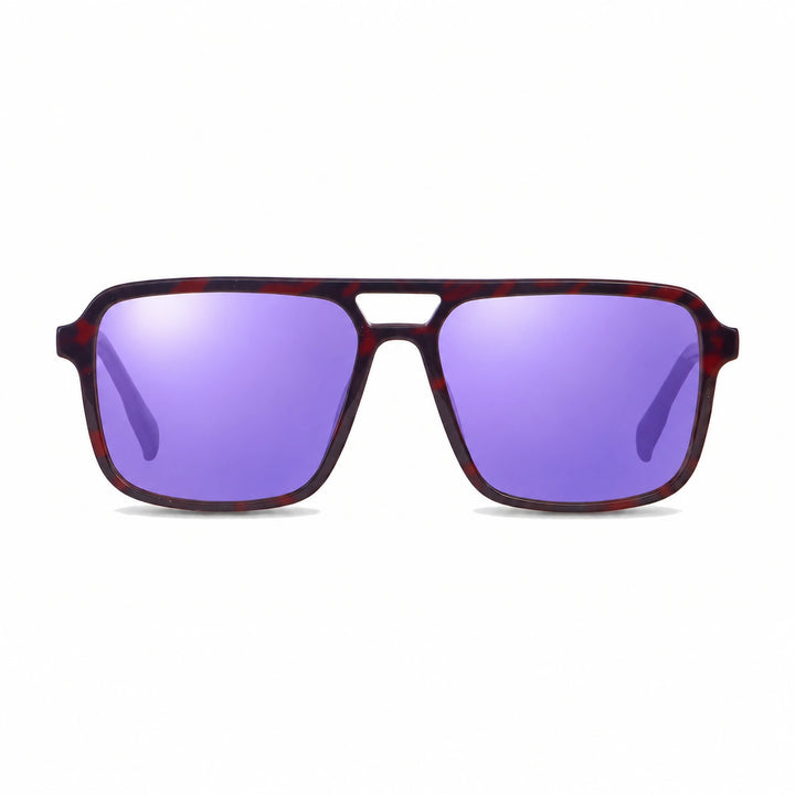Lentes de sol Fiore 1014 Rojo cristal Espejado Morado polarizado vista frontal unisex #color_espejado-morado #foto_frontal