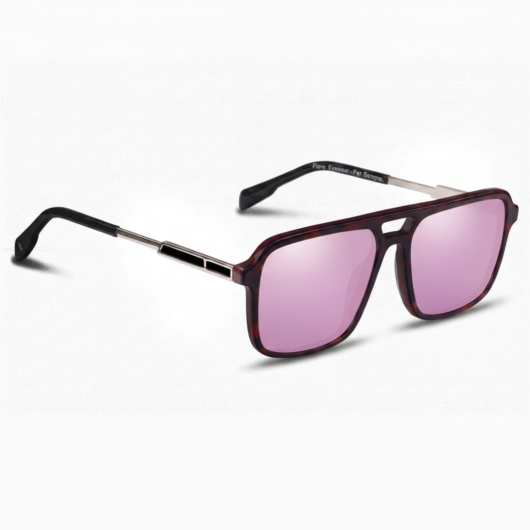 Lentes de sol Fiore 1014 Rojo cristal Espejado Rosado polarizado vista tres cuartos unisex #color_espejado-rosado