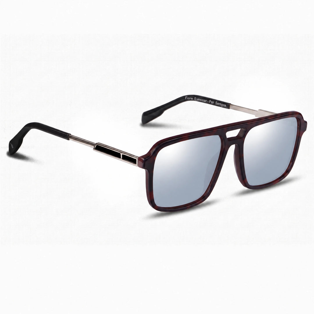 Lentes de sol Fiore 1014 Rojo cristal Espejado Silver polarizado vista tres cuartos unisex #color_espejado-silver