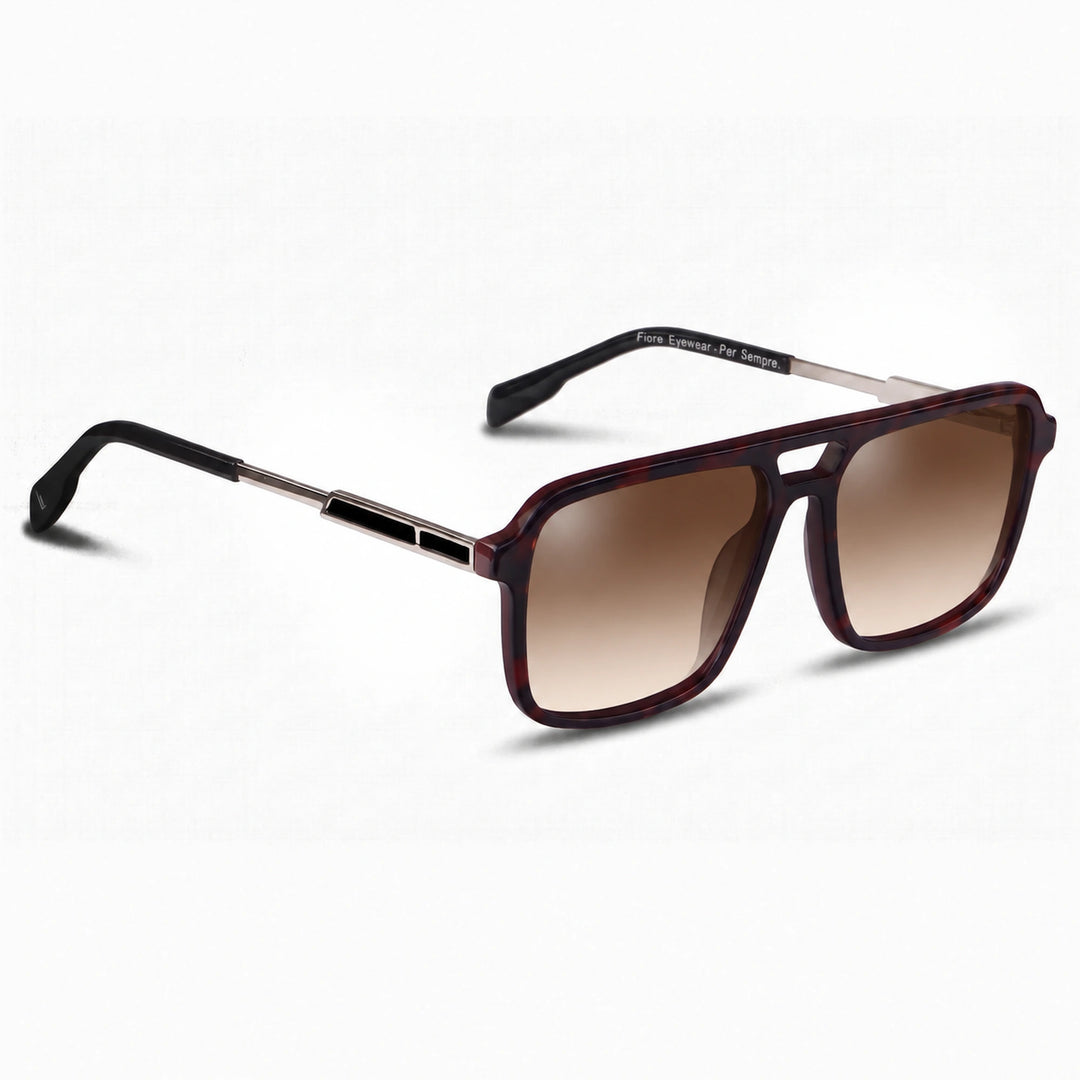 Lentes de sol Fiore 1014 Rojo cristal Gradiente Cafe polarizado vista tres cuartos unisex #color_gradiente-cafe
