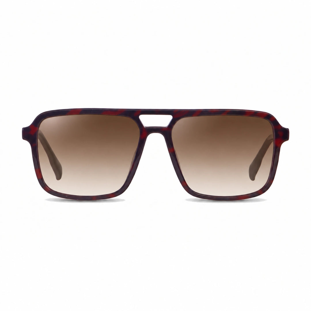 Lentes de sol Fiore 1014 Rojo cristal Gradiente Cafe polarizado vista frontal unisex #color_gradiente-cafe #foto_frontal