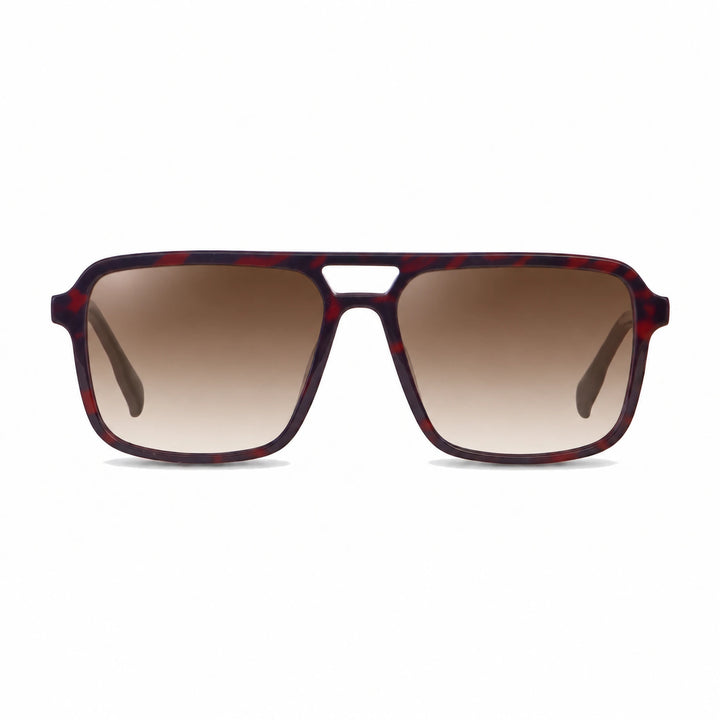 Lentes de sol Fiore 1014 Rojo cristal Gradiente Cafe polarizado vista frontal unisex #color_gradiente-cafe #foto_frontal