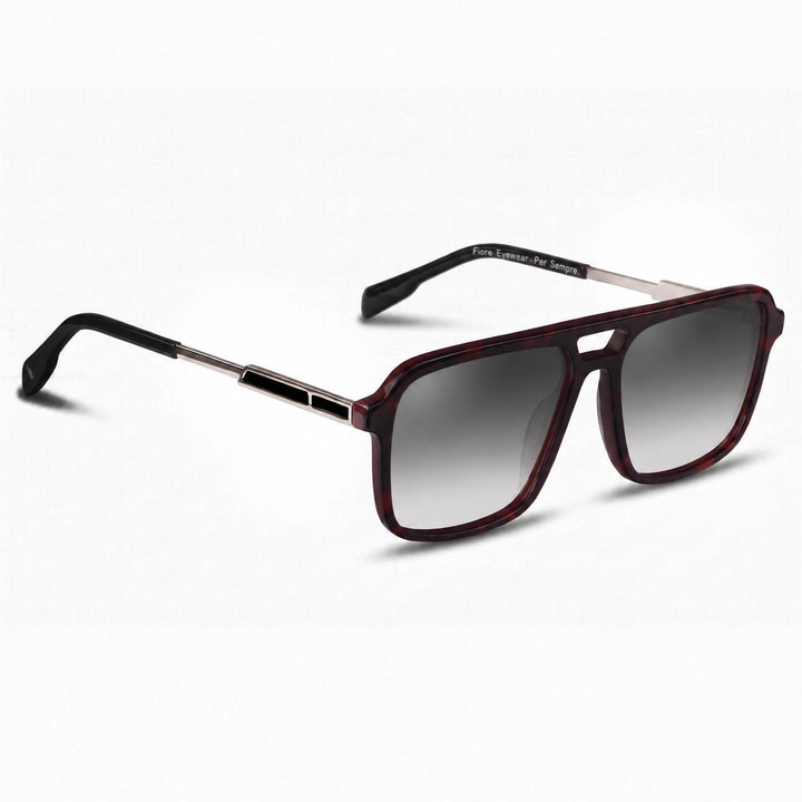 Lentes de sol Fiore 1014 Rojo cristal Gradiente Gris polarizado vista tres cuartos unisex #color_gradiente-gris