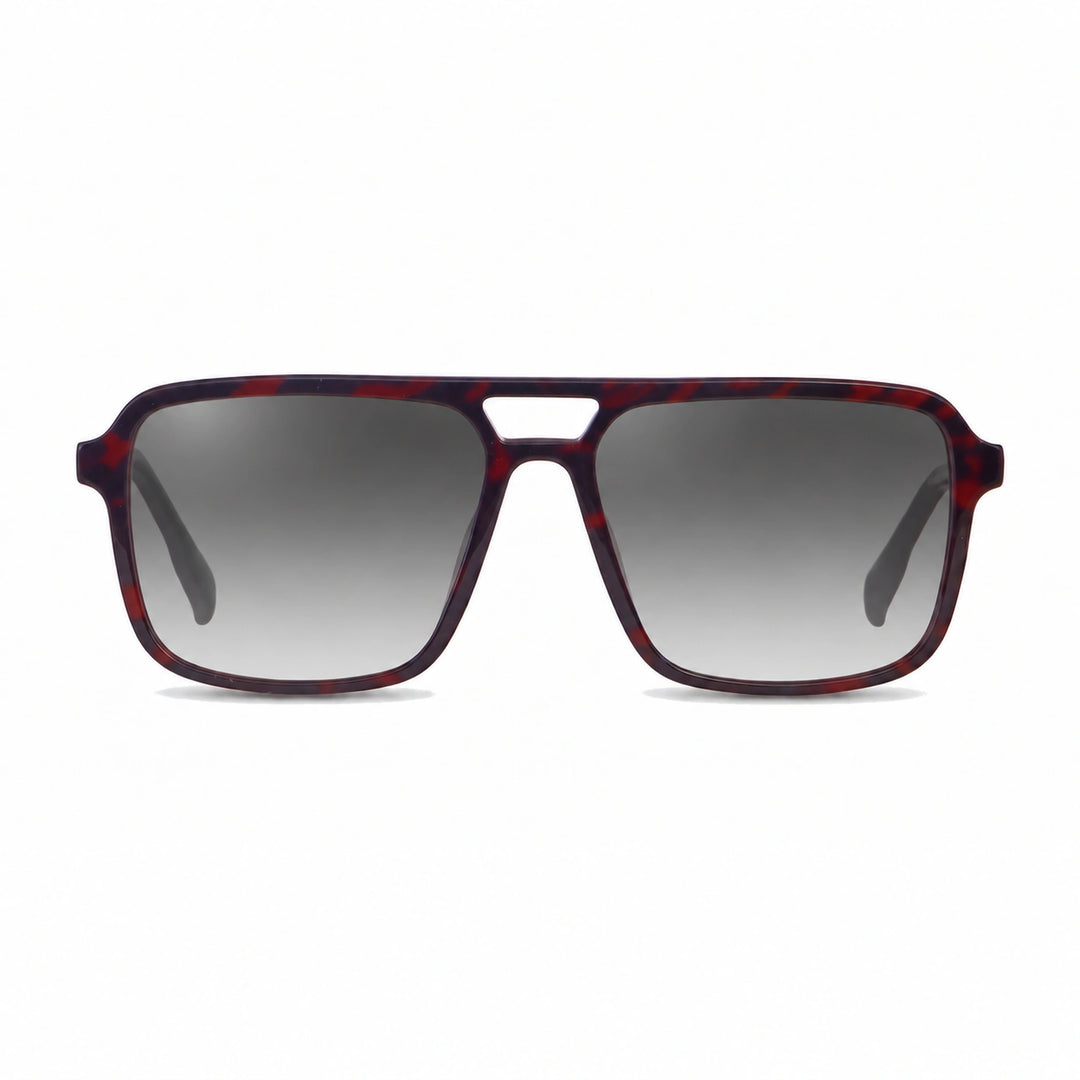 Lentes de sol Fiore 1014 Rojo cristal Gradiente Gris polarizado vista frontal unisex #color_gradiente-gris #foto_frontal
